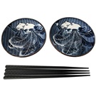 Golden Turtle dárková sada misek a hůlek motiv D