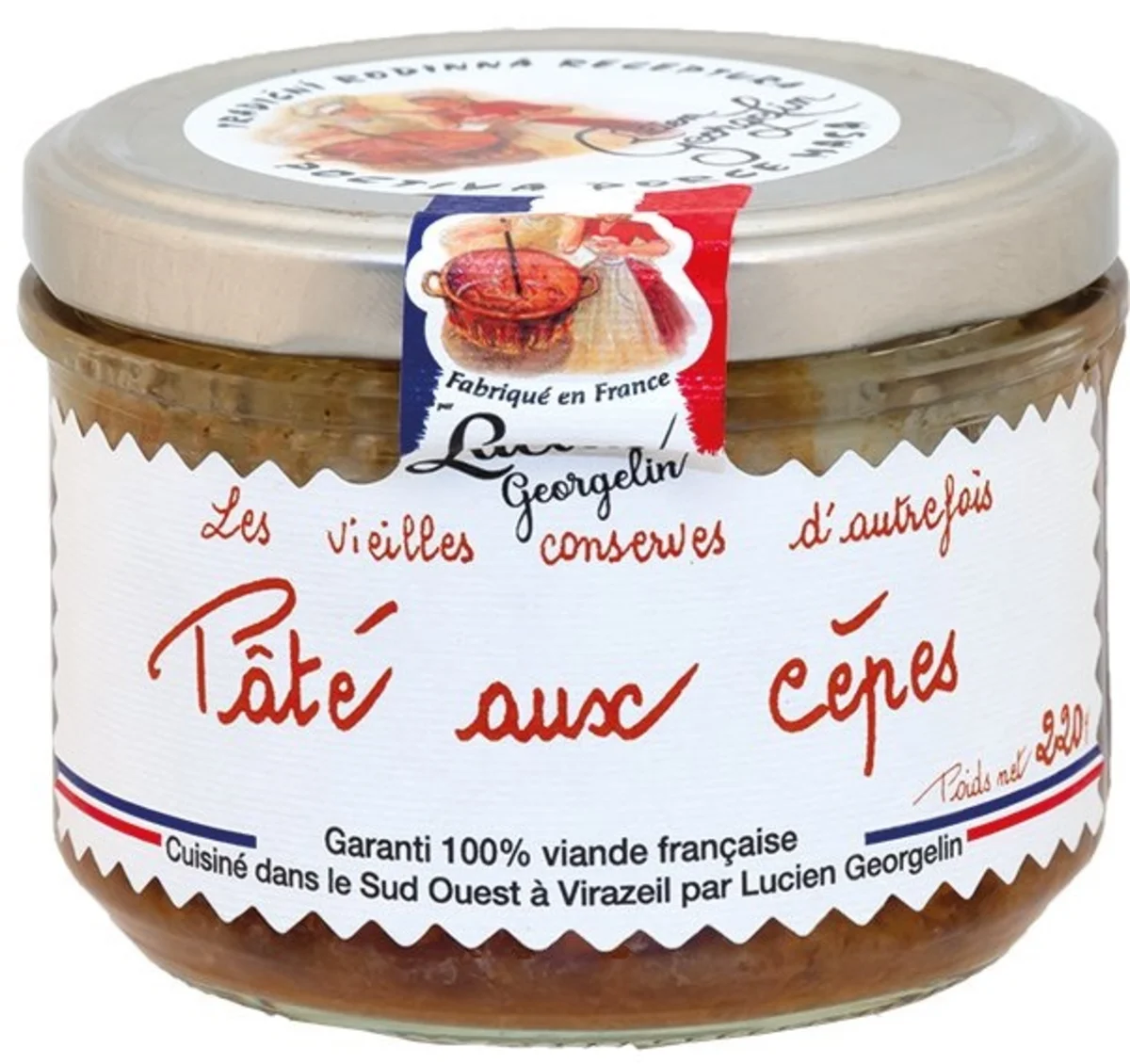 Lucien Georgelin terina s hříbky sklo 220g
