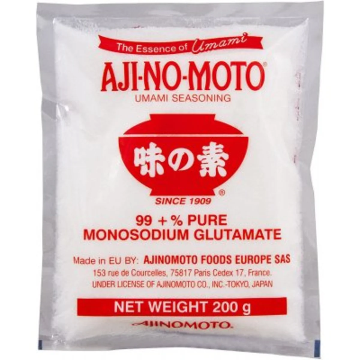 Ajinomoto glutaman sodný dochucovací prostředek 200g – pohled zepředu