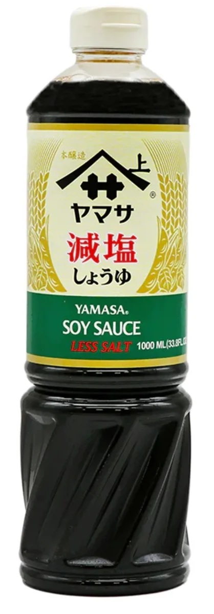Yamasa japonská sójová omáčka menej slaná 1000ml – pohľad spredu