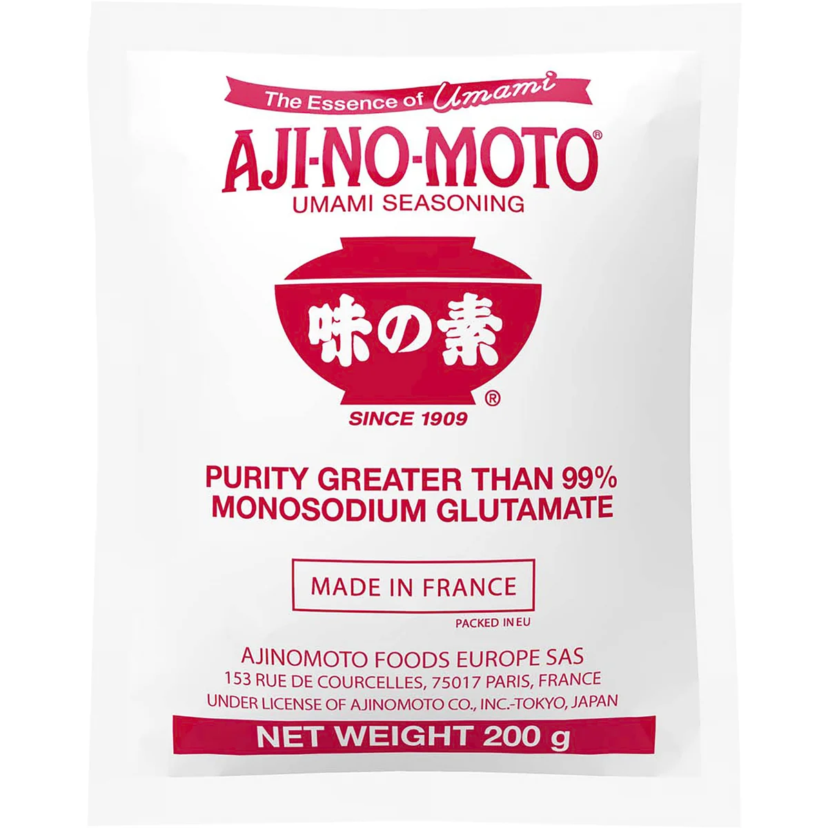 Ajinomoto glutaman sodný dochucovací prostředek 200g – pohled zepředu