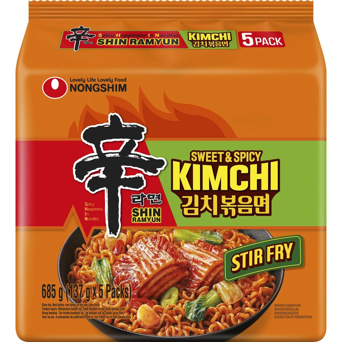 Nongshim Kimchi Stir-fry ramyun 137g – kartonové balení