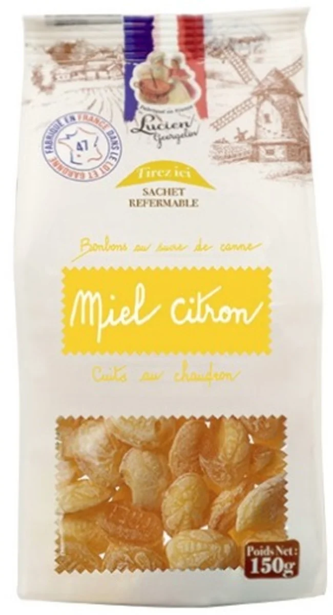 Lucien Georgelin bonbony med a citron 150g – pohled zepředu