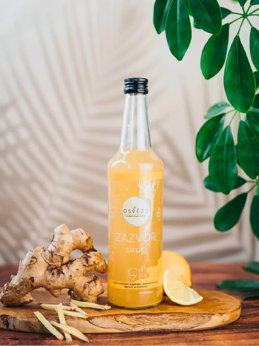 Osvěžo Zázvorový sirup 500 ml – pohled zepředu