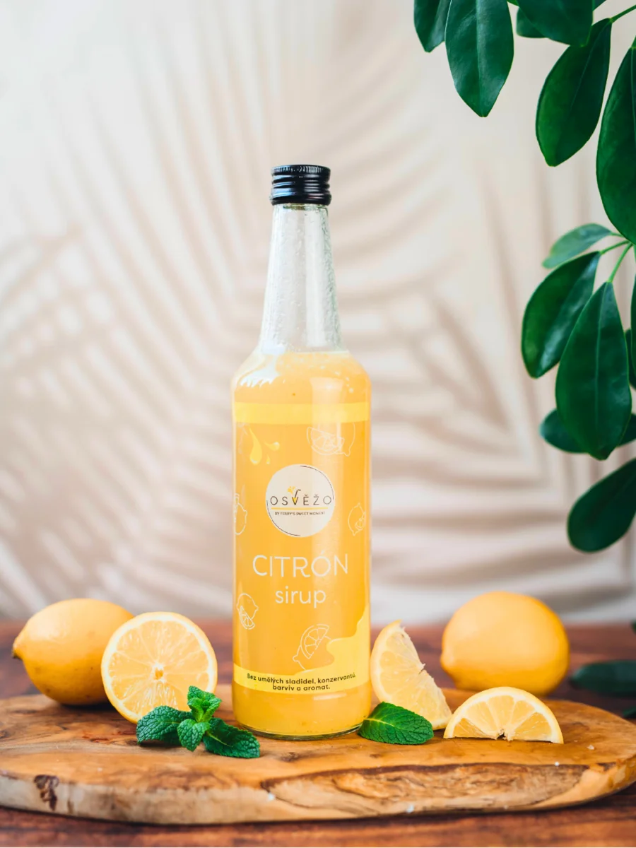 Osvěžo Citrónový sirup 500 ml – pohled zepředu