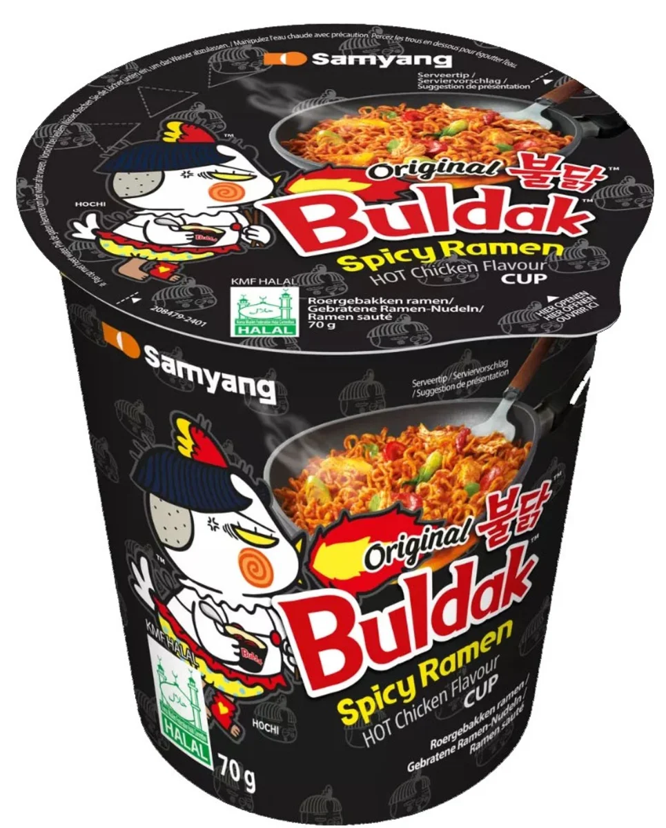 Samyang Buldak Cup instantní ramen 70g – pohled zepředu