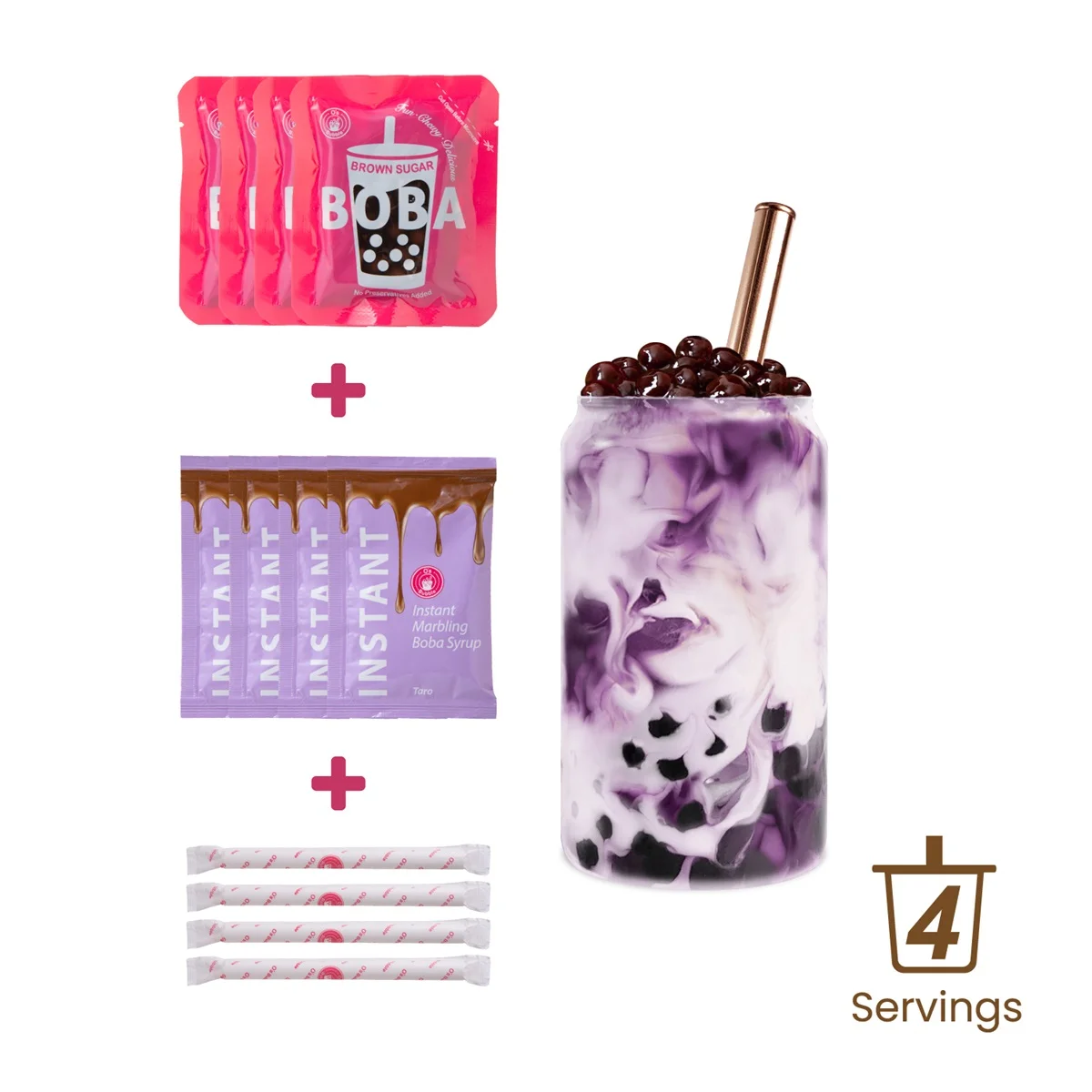 O's Bubble instantní bubble tea taro 4x60g