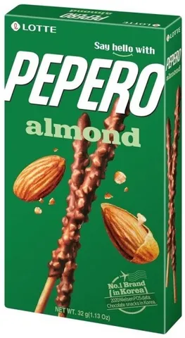 Lotte Pepero Almond tyčinky s čokoládovou polevou a mandlemi 32g