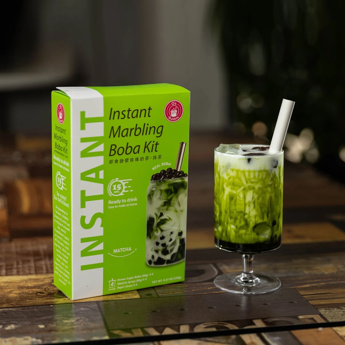O's Bubble instantní bubble tea matcha 4x60g