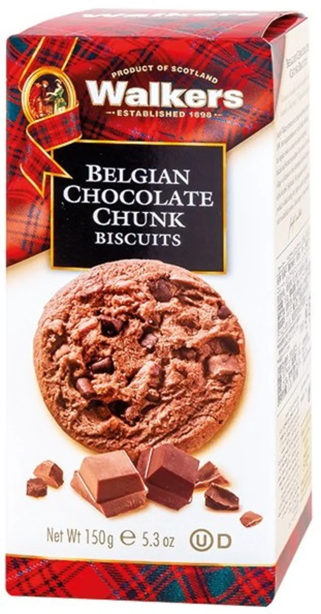 Walkers čokoládové sušenky s kousky čokolády 150g