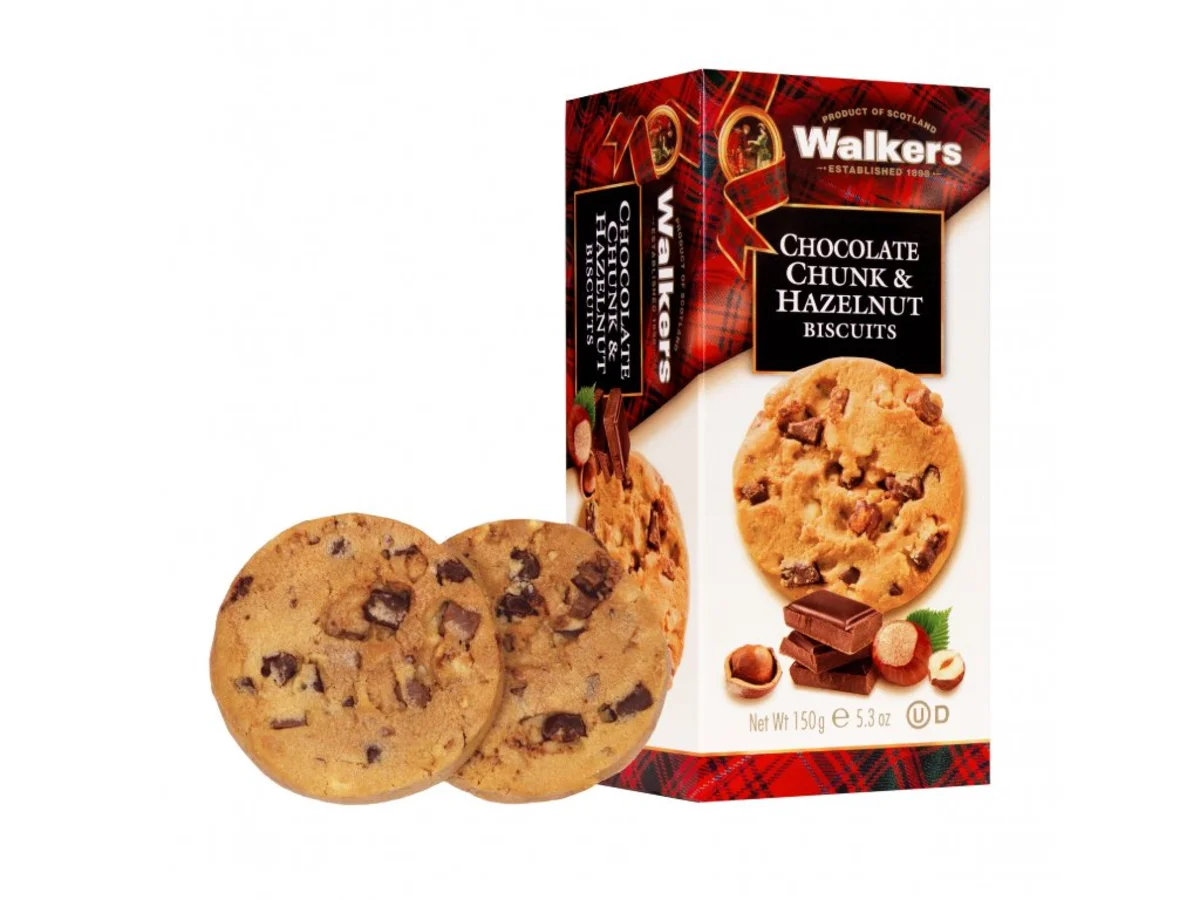 Walkers máslové sušenky s lískovými ořechy a čokoládou 150g