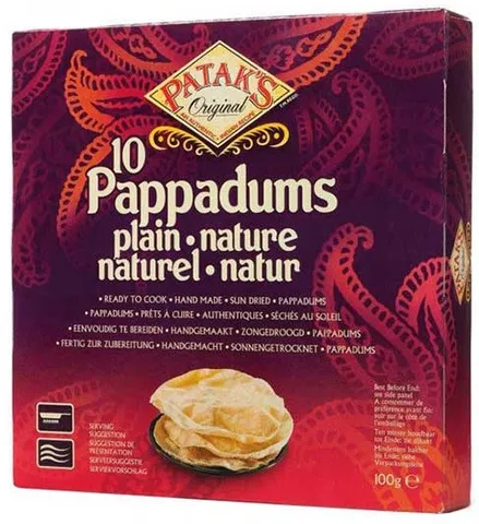 Patak's papadums bez příchutě 10ks 100g
