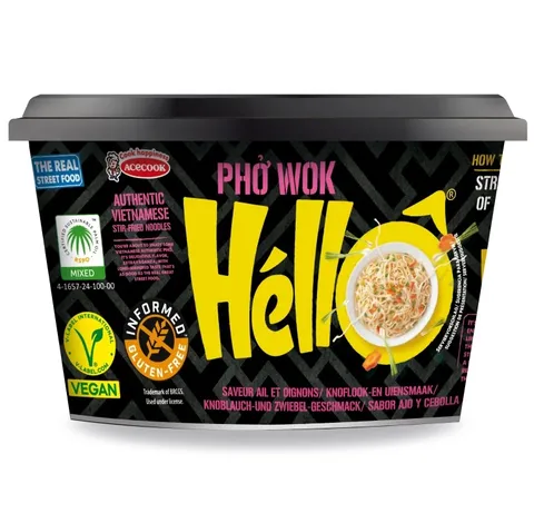 Acecook Hello Pho Wok česnek cibule instantní polévka 76g