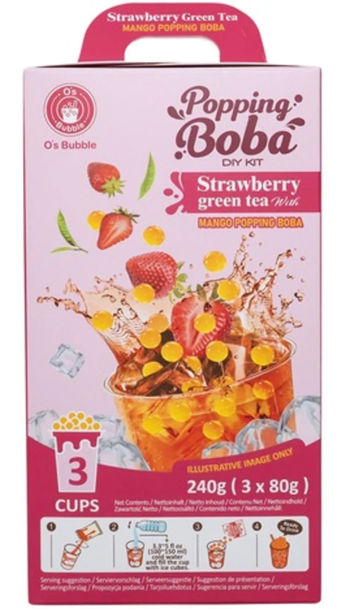 O's Bubble tea jahodový zelený s mango 3x80g